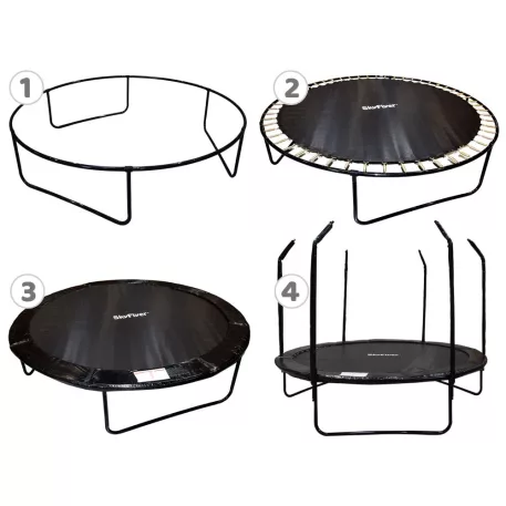 SkyFlyer 304 cm-es profi belső hálós trambulin fekete színben + AJÁNDÉK létra