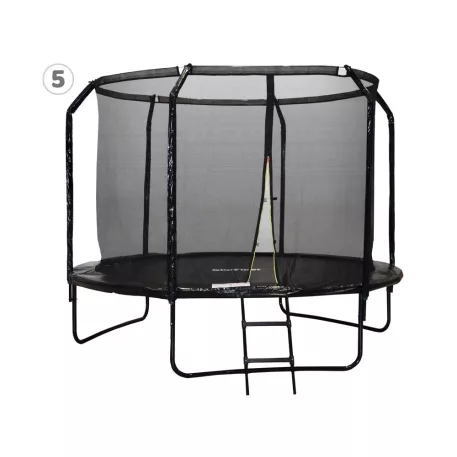 SkyFlyer 304 cm-es profi belső hálós trambulin fekete színben + AJÁNDÉK létra