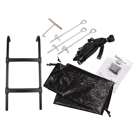 SkyFlyer 304 cm-es profi belső hálós trambulin fekete színben + AJÁNDÉK létra