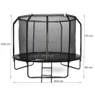 SkyFlyer 304 cm-es profi belső hálós trambulin fekete színben + AJÁNDÉK létra