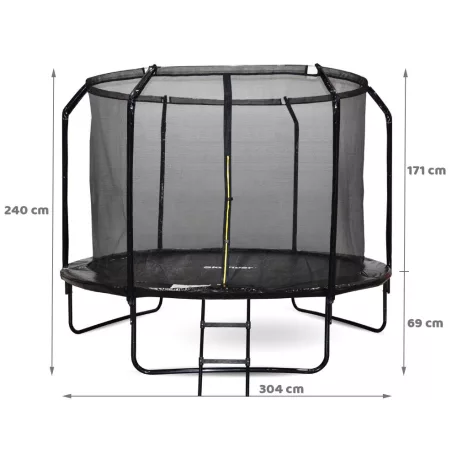 SkyFlyer 304 cm-es profi belső hálós trambulin fekete színben + AJÁNDÉK létra