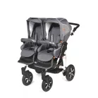 Detský kočík pre dvojičky Mama Kiddies TWIN 3v1 s doplnkami, farba bledo-šedá