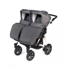 Detský kočík pre dvojičky Mama Kiddies TWIN 3v1 s doplnkami, farba bledo-šedá