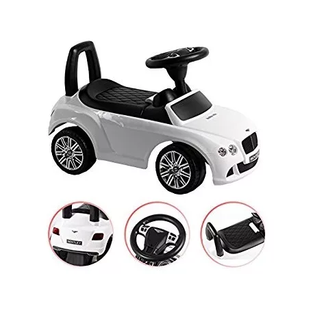 Baby Mix Bentley lábbal hajtható zenélő autó gyerekeknek fehér színben