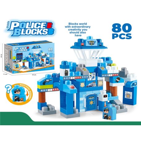 80 darabos építőjáték készlet rendőrségi temetikával