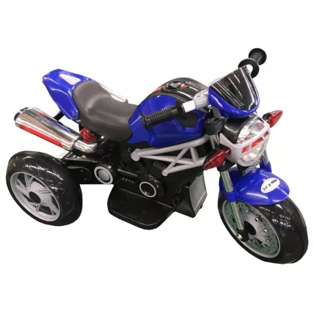 Háromkerekű elektromos sportmotor kék színben