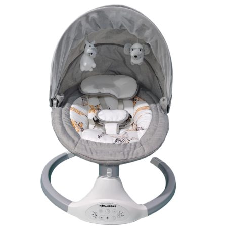 Mama Kiddies prémium 2az1-ben elektromos hinta és pihenőszék távirányítóval szürke színben + ajándékok