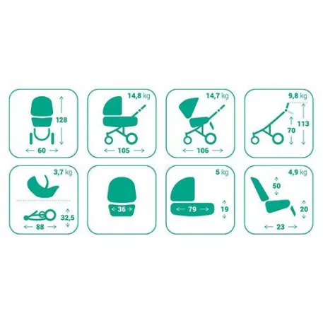 Bebetto Murano 3in1 Full Extra bőrrel szürke-fekete-fehér színben + Kiegészítők + Ajándék