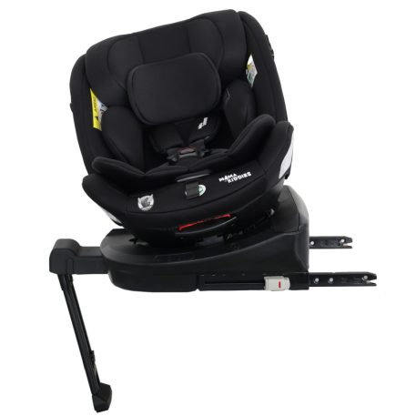 ISOFIX-es 360°-ban forgatható Mama Kiddies Turbo Wings biztonsági autósülés (40 - 150 cm) fekete színben támasztólábbal + ajándék gerinctámasszal és napvédővel