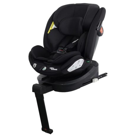 ISOFIX-es 360°-ban forgatható Mama Kiddies Turbo Wings biztonsági autósülés (40 - 150 cm) fekete színben támasztólábbal + ajándék gerinctámasszal és napvédővel