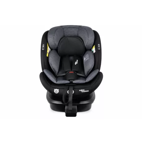ISOFIX-es 360°-ban forgatható Mama Kiddies® Turbo Wings biztonsági autósülés (40 - 150 cm) sötétszürke színben támasztólábbal + ajándék gerinctámasszal és napvédővel