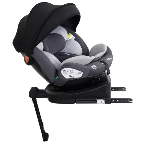 ISOFIX-es 360°-ban forgatható Mama Kiddies Turbo Wings biztonsági autósülés (40 - 150 cm) szürke színben támasztólábbal + ajándék gerinctámasszal és napvédővel