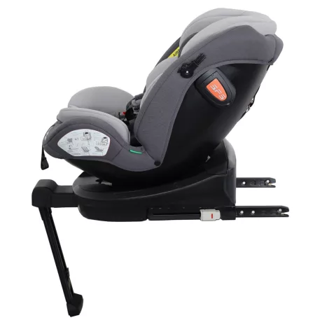 ISOFIX-es 360°-ban forgatható Mama Kiddies Turbo Wings biztonsági autósülés (40 - 150 cm) szürke színben támasztólábbal + ajándék gerinctámasszal és napvédővel