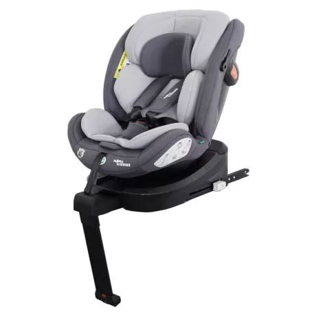 ISOFIX-es 360°-ban forgatható Mama Kiddies Turbo Wings biztonsági autósülés (40 - 150 cm) szürke színben támasztólábbal + ajándék gerinctámasszal és napvédővel