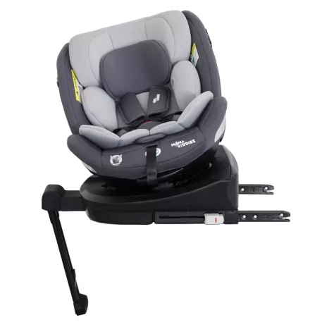ISOFIX-es 360°-ban forgatható Mama Kiddies Turbo Wings biztonsági autósülés (40 - 150 cm) szürke színben támasztólábbal + ajándék gerinctámasszal és napvédővel