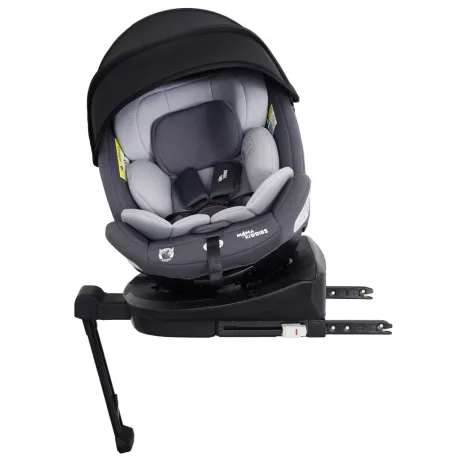 ISOFIX-es 360°-ban forgatható Mama Kiddies Turbo Wings biztonsági autósülés (40 - 150 cm) szürke színben támasztólábbal + ajándék gerinctámasszal és napvédővel