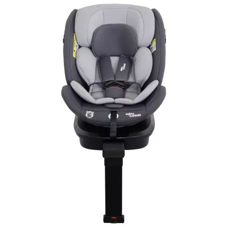 ISOFIX-es 360°-ban forgatható Mama Kiddies Turbo Wings biztonsági autósülés (40 - 150 cm) szürke színben támasztólábbal + ajándék gerinctámasszal és napvédővel