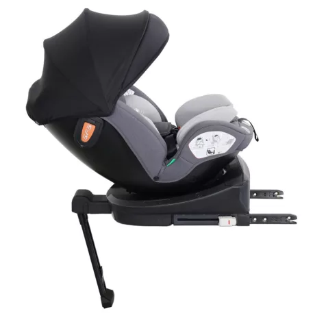 ISOFIX-es 360°-ban forgatható Mama Kiddies Turbo Wings biztonsági autósülés (40 - 150 cm) szürke színben támasztólábbal + ajándék gerinctámasszal és napvédővel