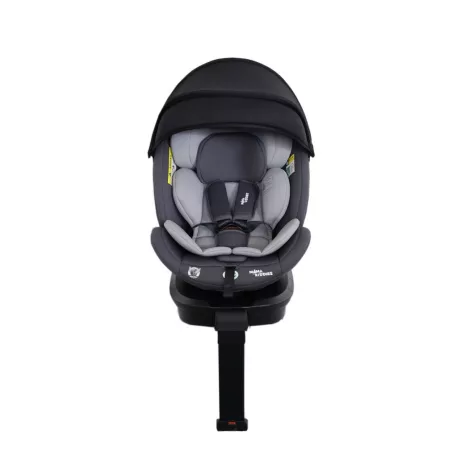ISOFIX-es 360°-ban forgatható Mama Kiddies Turbo Wings biztonsági autósülés (40 - 150 cm) szürke színben támasztólábbal + ajándék gerinctámasszal és napvédővel