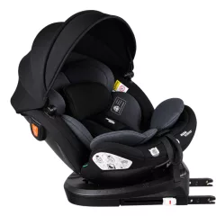   ISOFIX-es 360°-ban forgatható Mama Kiddies® Turbo Wings biztonsági autósülés (40 - 150 cm) sötétszürke színben + ajándék gerinctámasszal és napvédővel
