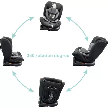 ISOFIX-es 360°-ban forgatható Mama Kiddies Rolling Safari biztonsági autósülés (0-36 kg) Jumbo mintával + ajándékok