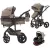Mama Kiddies® Evening Star Black Edition  4 az 1-ben multifunkciós babakocsi kiegészítőkkel bézs-barna színben ISOFIX talppal + Ajándék