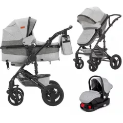   Mama Kiddies® Evening Star Black Edition 4 az 1-ben multifunkciós babakocsi kiegészítőkkel szürke színben ISOFIX talppal + Ajándék