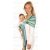Womar baby šatka na nosenie detí Hug Me s krúžkom - tyrkysová- so zelenými pásikmi