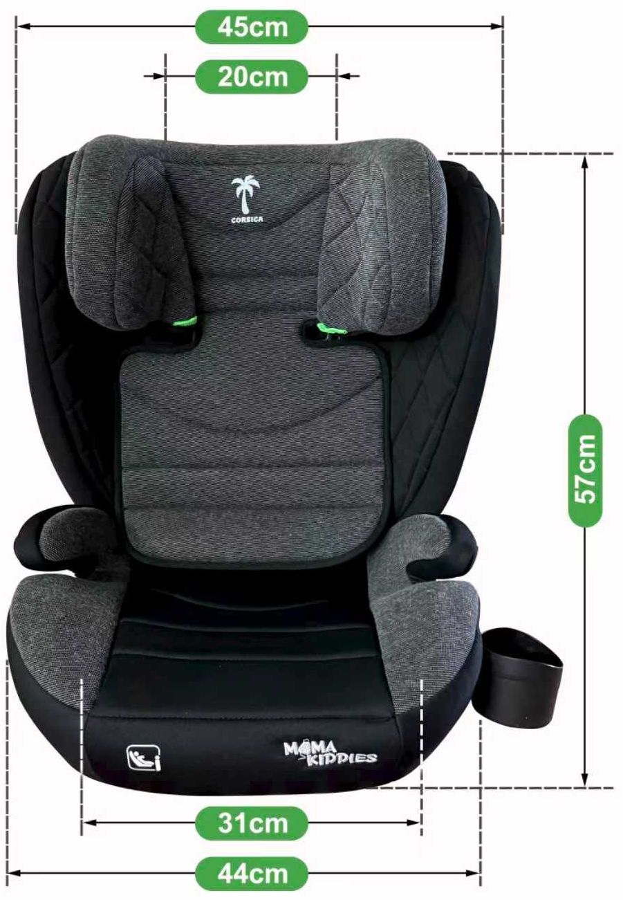 Mama Kiddies i-Fix Corsica biztonsági autósülés (100 -150 cm) sötétszürke színben + Ajándék 